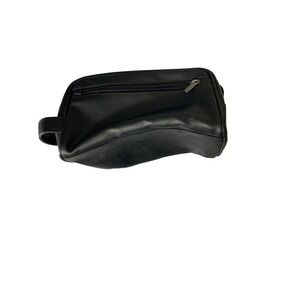 Ben Sherman Black Faux Leather Toiletry Bag Shaving Travel Dopp Kit Zip Pouch
